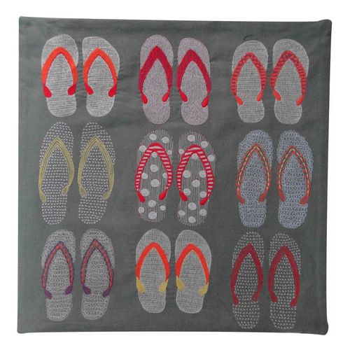 Capa De Almofada Bordada Flip Flops Raga Desingns