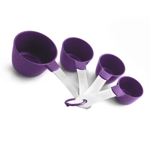 Conjunto 4 Xicaras Medidoras Nylon + Inox Roxo