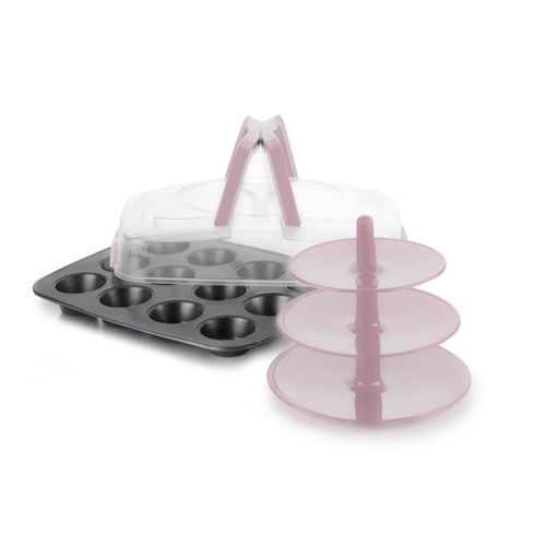 Forma Muffin 12 Unidades Com Tampa E Suporte Ibili