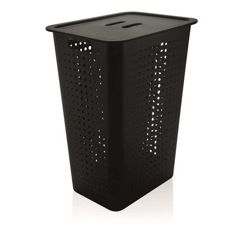 Cesta Organizadora Com Tampa 47L Preta Ou