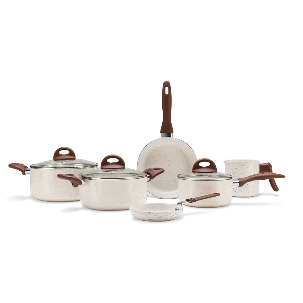 Jogo de Panelas Ceramic Life 6 Peças Smart Plus Vanilla - Brinox