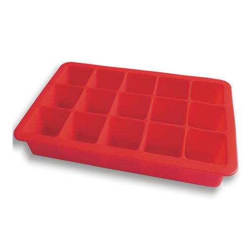 Forma Para Gelo Silicone Vermelha  18,5 x 11,7 x 3,5 cm.