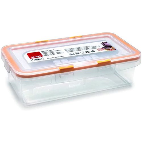 Pote Retangular Silicone 600Ml Pêssego Ibili
