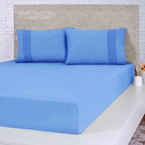 Lençol de Malha King Azul Bene Casa