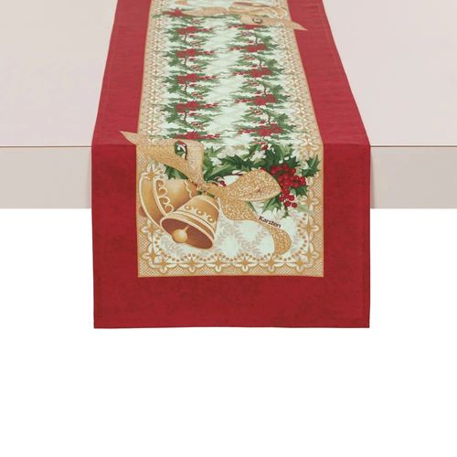 Caminho de Mesa Karsten Sinos de Natal Com Efeito 30cm X 1,00m