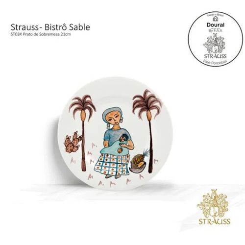 Prato Sobremesa Naif2 21cm Estampado