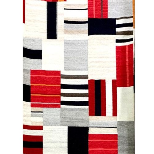 Tapete Indiano Kilim Ikat 3.00X4.00 3019 Vermelho Abdalla - Feito a Mao
