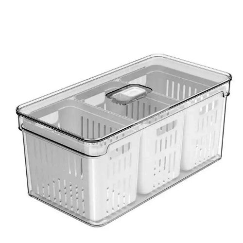 Organizador Clear Fresh 5l Com 3 Cestos Natural