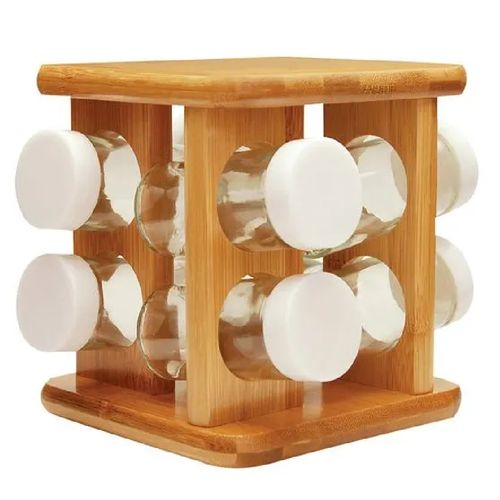 Organizador de Temperos Giratorio 9pc Bambu