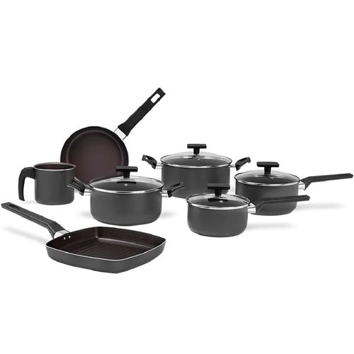 Conjunto de Panelas Brinox Antiaderente Ceramic Life 7 Peças Preserve Cinza