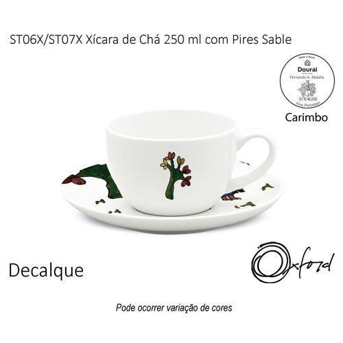 Xícara de Chá Com Pires 250ml - Estampa Arvore