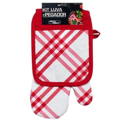 Kit Luva + Pegador Kitchen Vermelho 18x Vermelho u