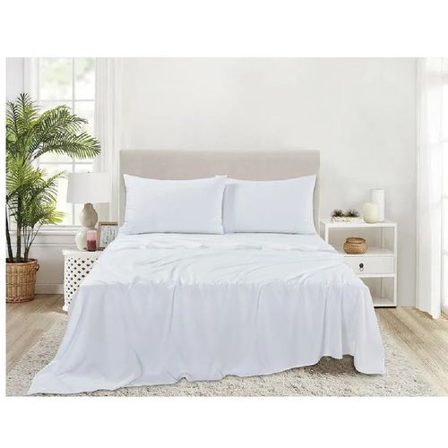 jg 4pcs Lencol Seda Liso qs Branco u