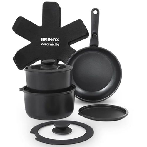 Jogo de Panelas Fit 10pçs Ceramic Life Cabo Remov-prt Brinox