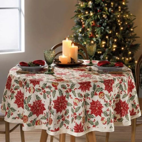 Toalha de Mesa Redonda Natal 106 4 Lugares Celebra Dohler